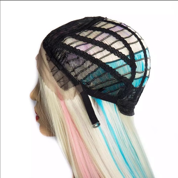 Blonde & pastel Long Straight Synthetic Lace Front - Picture 5 of 7